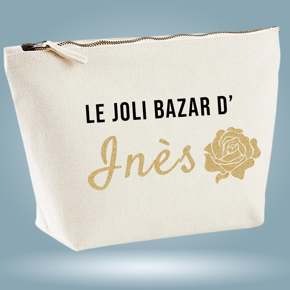 Pochette, trousse de toilette "le joli bazar de ..."